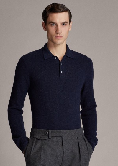 Sueter Ralph Lauren Hombre Azul Marino - Cashmere Polo-Collar - WVHID9547